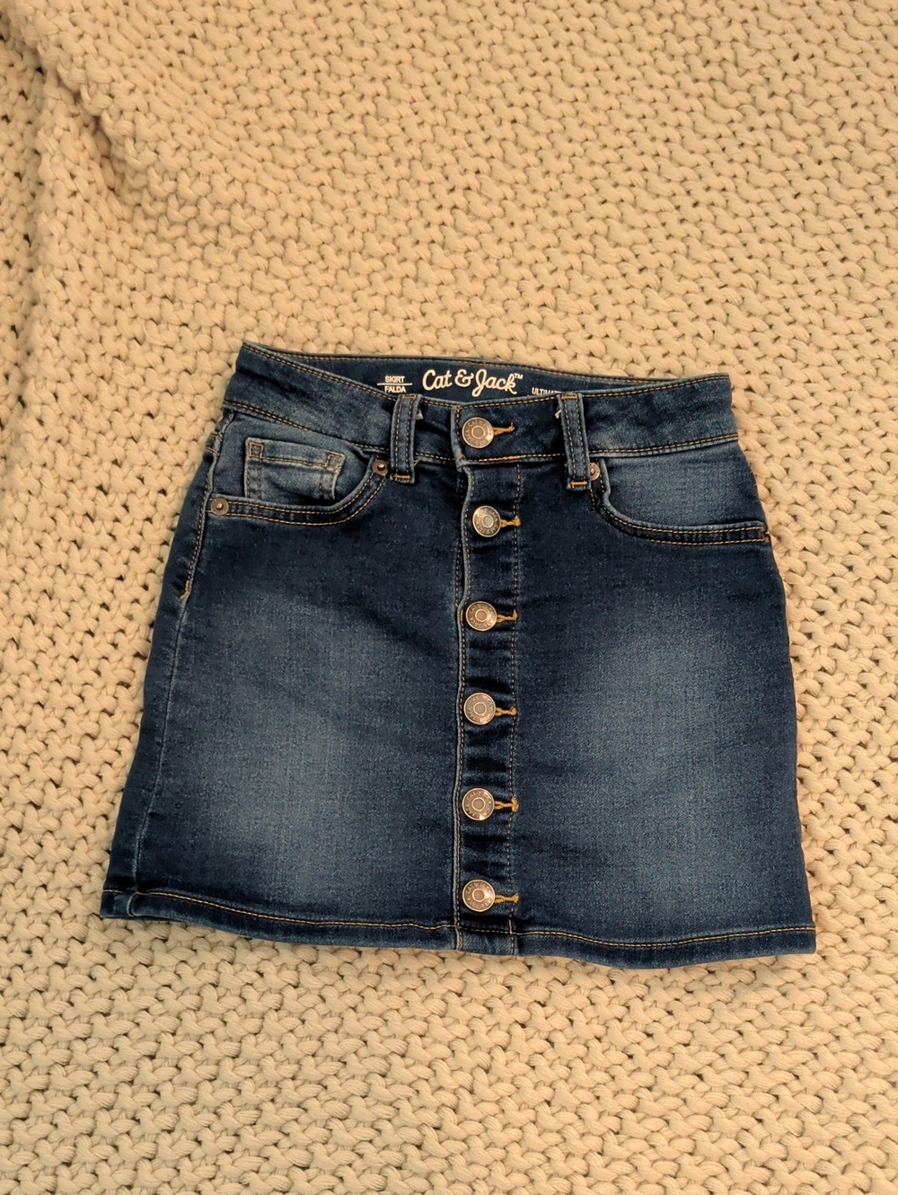 Cat & Jack Dark Blue Button-Front Denim Mini Skirt